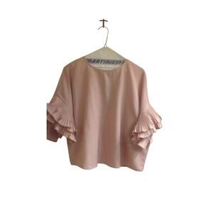 Love Letter Collection Blouse Women's size small Pink Top, Short, Ruffle sleeve